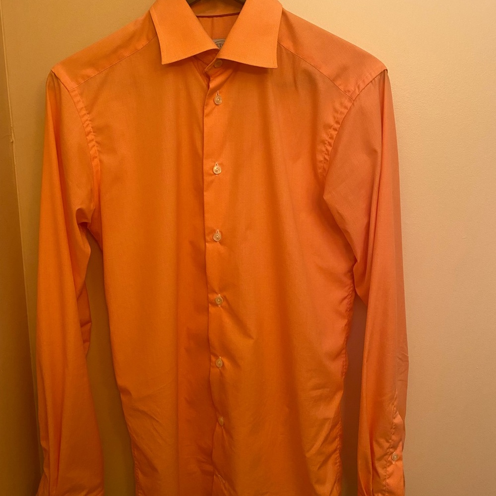 Eton Orange check slim fit Dress Shirt